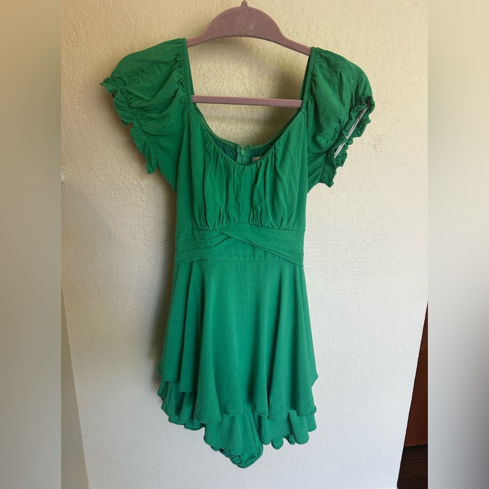 Altar'd State Ruffle Green Romper